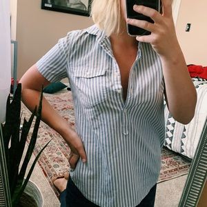 Striped J Crew Popover